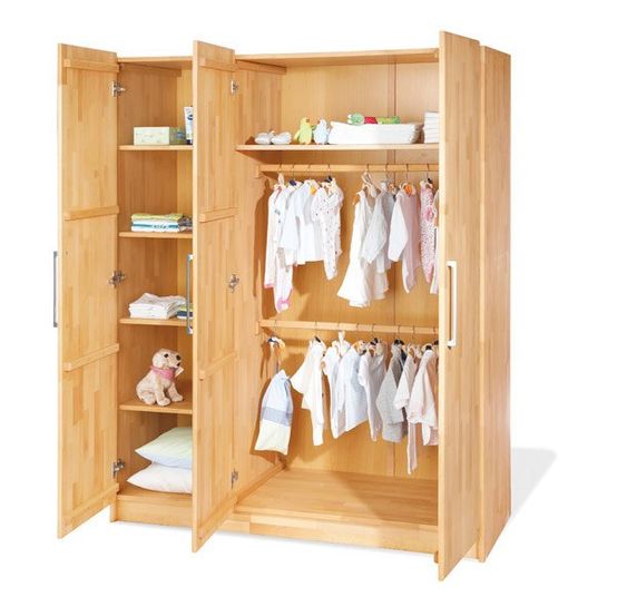 Pinolino Kleiderschrank Natura 3-türig - Buche massiv