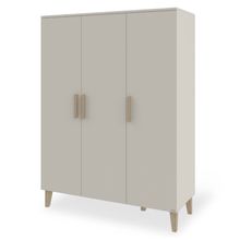 Wardrobe Tami Large 3-Door with 6 Shelves & 1 Clothes Rail - Uni Beige