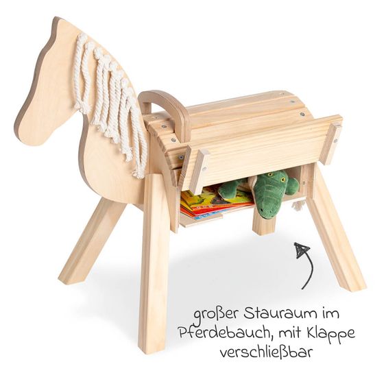Pinolino Small Wooden Rocking Horse Nelli with Storage - Natur