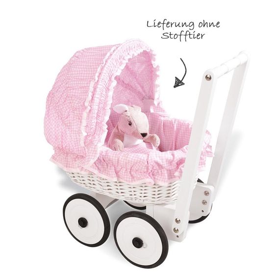 Pinolino Korb-Puppenwagen Marion inkl. Bettzeug - Vichy Karo Rosa Weiß