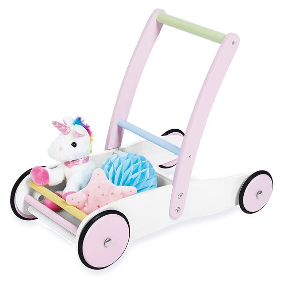 Pinolino Lauflernwagen Einhorn - Birke massiv - Rosa Weiß