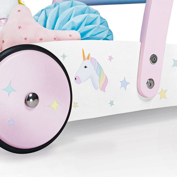 Pinolino Lauflernwagen Einhorn - Birke massiv - Rosa Weiß