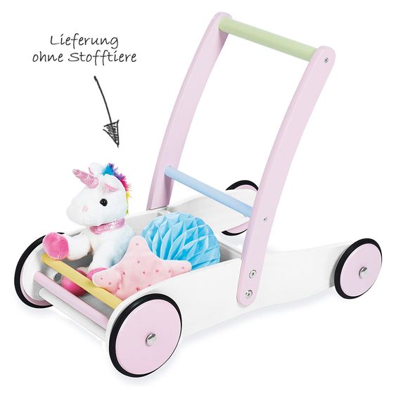Pinolino Lauflernwagen Einhorn - Birke massiv - Rosa Weiß