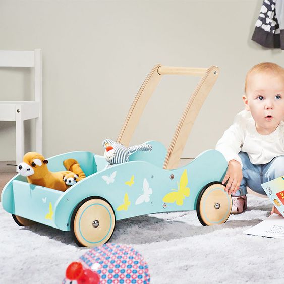 Pinolino Lauflernwagen Kimi mit Schmetterlingen - Birke massiv - Mint