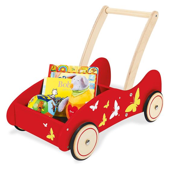Pinolino Lauflernwagen Kimi mit Schmetterlingen - Birke massiv - Rot