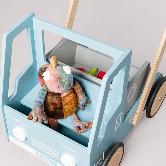 Pinolino Lauflernwagen Kipplaster Fred inkl. Bremssystem, gummierten Holzräder & kippbarer Mulde - Blau