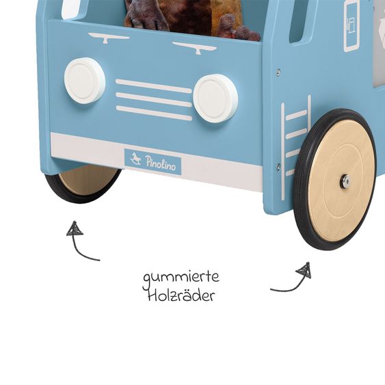Pinolino Lauflernwagen Kipplaster Fred inkl. Bremssystem, gummierten Holzräder & kippbarer Mulde - Blau