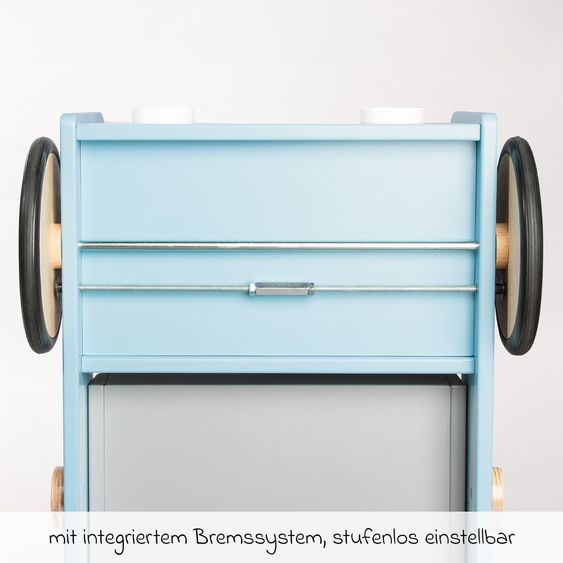 Pinolino Lauflernwagen Kipplaster Fred inkl. Bremssystem, gummierten Holzräder & kippbarer Mulde - Blau