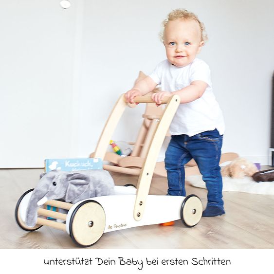 Pinolino Lauflernwagen Uli inkl. Bremssystem & gummierten Holzräder - Weiß