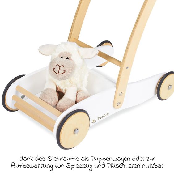 Pinolino Lauflernwagen Uli inkl. Bremssystem & gummierten Holzräder - Weiß