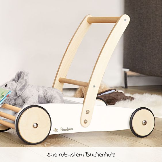 Pinolino Lauflernwagen Uli inkl. Bremssystem & gummierten Holzräder - Weiß