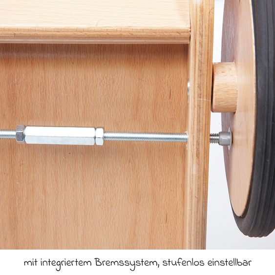 Pinolino Lauflernwagen Uli inkl. Bremssystem & gummierten Holzräder - Weiß
