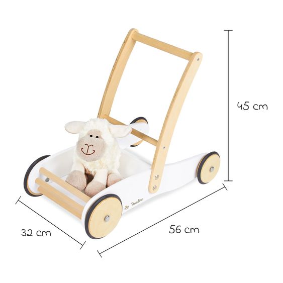 Pinolino Lauflernwagen Uli inkl. Bremssystem & gummierten Holzräder - Weiß