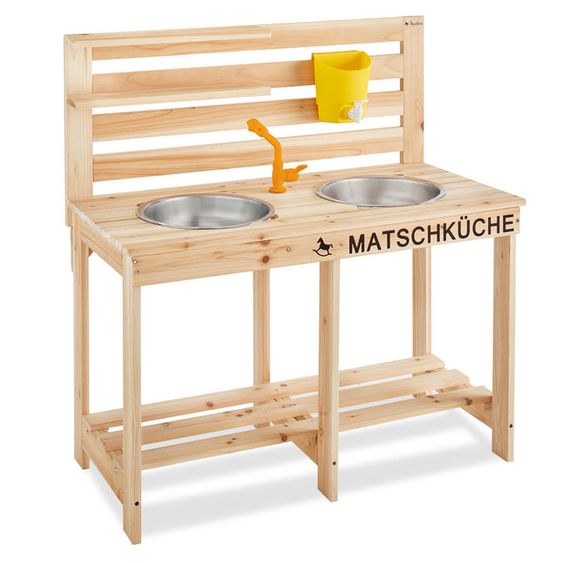 Pinolino Matschküche Malu mit 2 Waschschüsseln und Wassertank - Natur