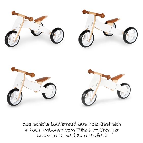 Pinolino Mini-Laufrad Charlie ab 18 Monate Sattel 6-fach höhenverstellbar mit Kunsttsoffbereifung - Weiß / Natur