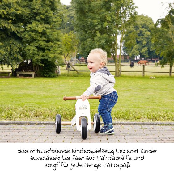 Pinolino Mini-Laufrad Charlie ab 18 Monate Sattel 6-fach höhenverstellbar mit Kunsttsoffbereifung - Weiß / Natur
