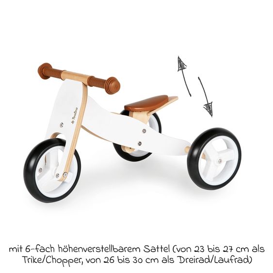 Pinolino Mini-Laufrad Charlie ab 18 Monate Sattel 6-fach höhenverstellbar mit Kunsttsoffbereifung - Weiß / Natur