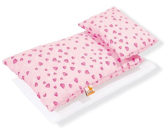 Pinolino Puppen-Bettzeug 3-tlg. - Herzchen Rosa
