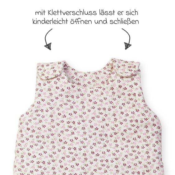 Pinolino Puppenschlafsack Blümchen mit Klettverschluß - Rosa