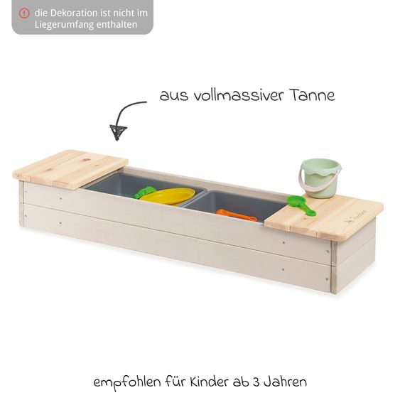 Pinolino Sandkasten Hedda mit 2 abdeckbaren Wannen 114 x 32 cm - Beige / Natur