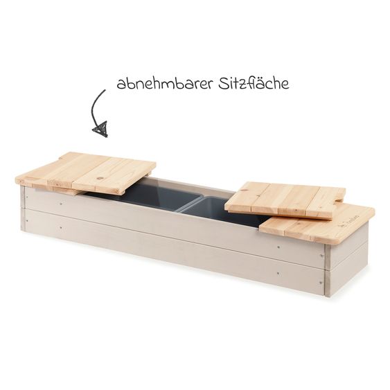 Pinolino Sandkasten Hedda mit 2 abdeckbaren Wannen 114 x 32 cm - Beige / Natur