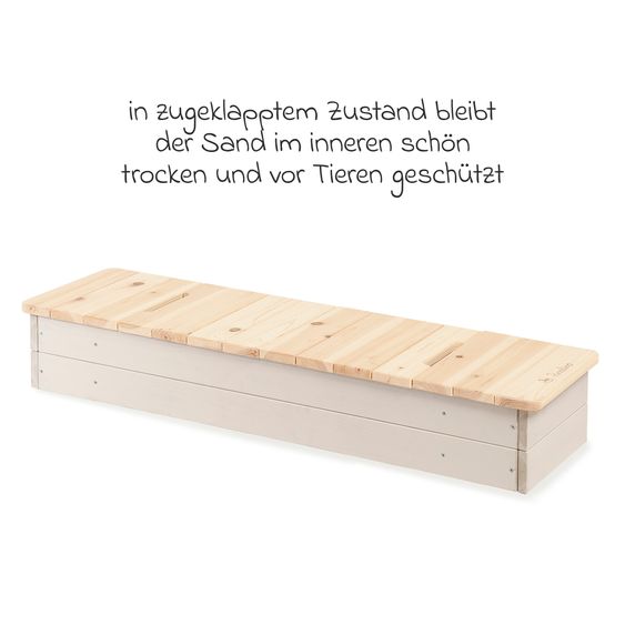 Pinolino Sandkasten Hedda mit 2 abdeckbaren Wannen 114 x 32 cm - Beige / Natur