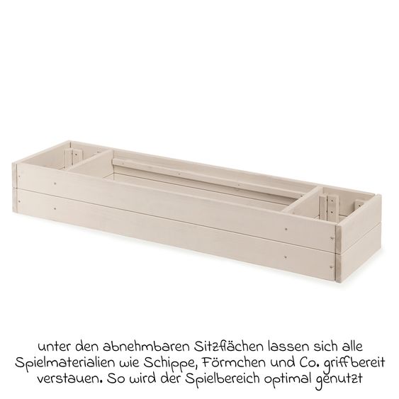 Pinolino Sandkasten Hedda mit 2 abdeckbaren Wannen 114 x 32 cm - Beige / Natur