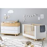 Sparset Kinderzimmer Boks mit Bett und breiter Wickelkommode