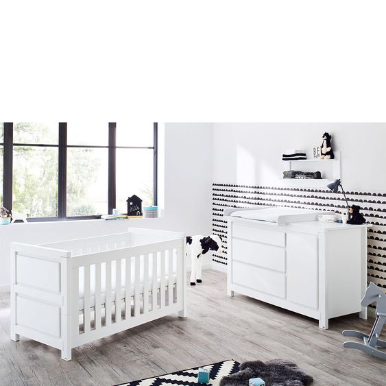 Pinolino Sparset Kinderzimmer Milk mit Bett und extrabreiter Wickelkommode