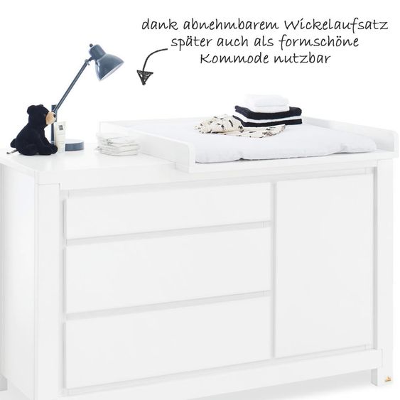 Pinolino Sparset Kinderzimmer Milk mit Bett und extrabreiter Wickelkommode