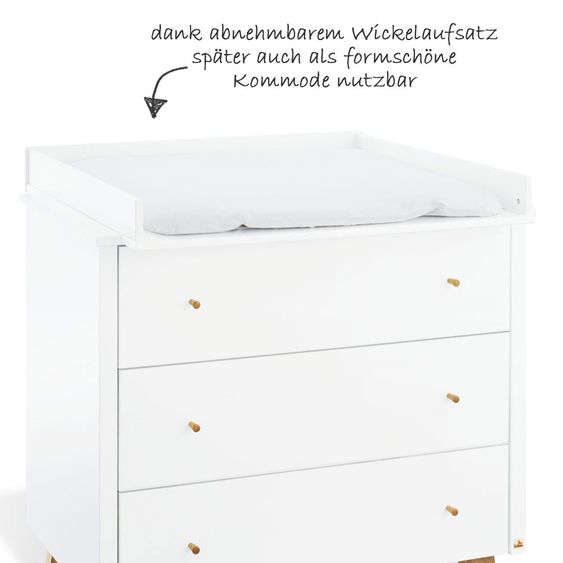 Pinolino Sparset Kinderzimmer Pan mit Bett und breiter Wickelkommode