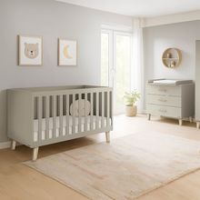 Chambre D'Enfant Économique Tami Large Avec Lit, Table À Langer Large - Uni Beige