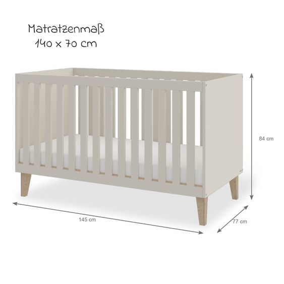 Pinolino Chambre D'Enfant Économique Tami Large Avec Lit, Table À Langer Large - Uni Beige