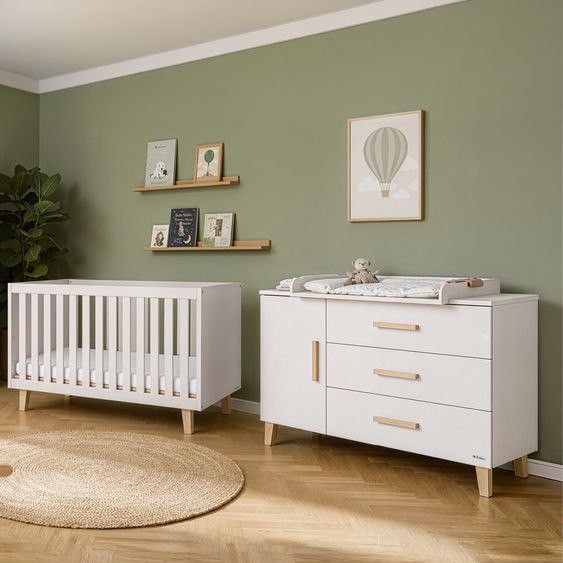 Pinolino Sparset Nursery Set Tami wide with bed, wide changing table - Uni Beige