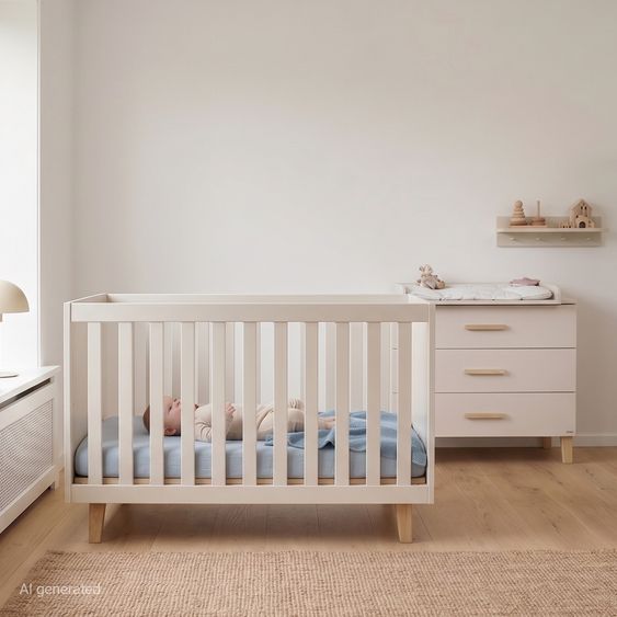 Pinolino Sparset Nursery Set Tami wide with bed, wide changing table - Uni Beige