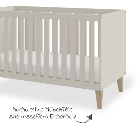 Pinolino Chambre D'Enfant Économique Tami Large Avec Lit, Table À Langer Large - Uni Beige