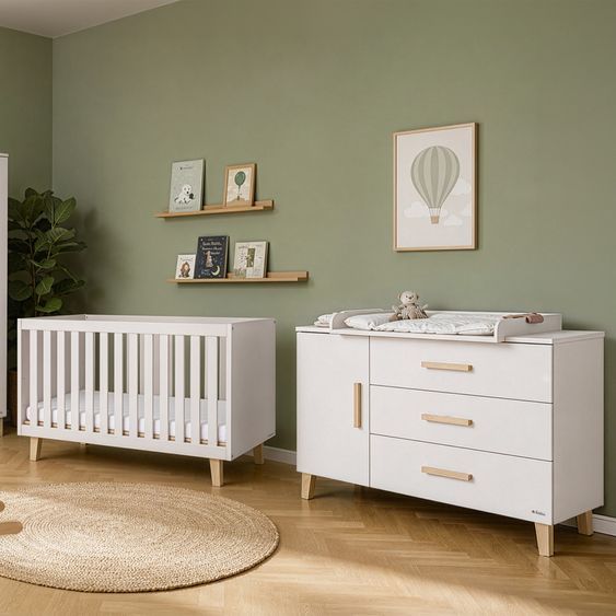 Pinolino Sparset Nursery Set Tami extra wide with bed, extra wide changing table - Uni Beige