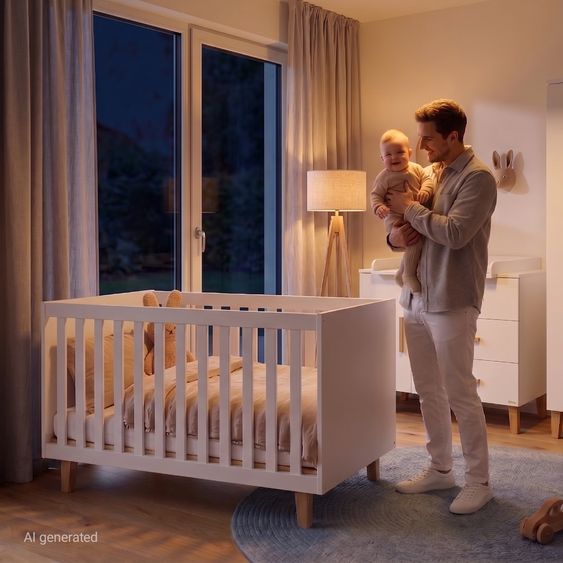 Pinolino Sparset Nursery Set Tami extra wide with bed, extra wide changing table - Uni Beige