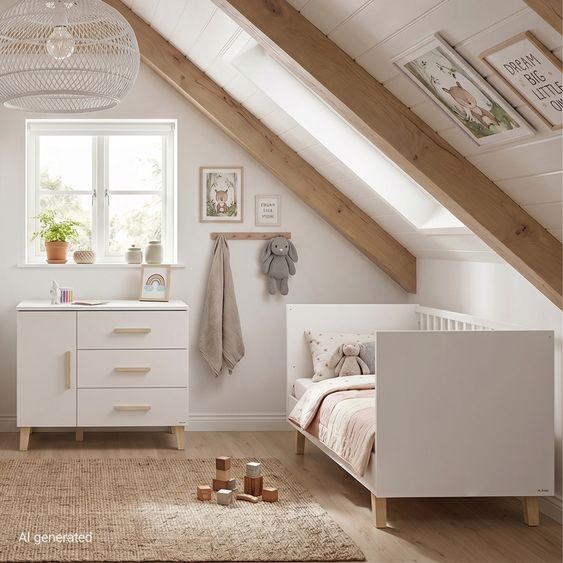 Pinolino Sparset Nursery Set Tami extra wide with bed, extra wide changing table - Uni Beige