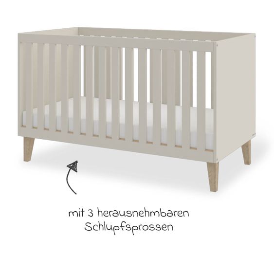 Pinolino Sparset Nursery Set Tami extra wide with bed, extra wide changing table - Uni Beige
