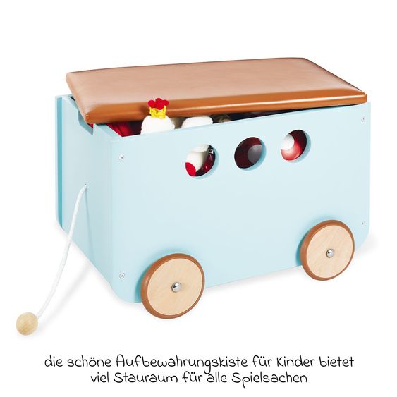Pinolino Spielzeugkiste Jim mit Rollen und abnehmbarem Deckel - Mint