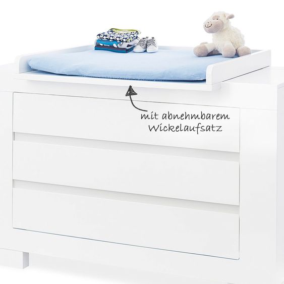 Pinolino Wickelkommode Sky extrabreit - Hochglanz - Weiß