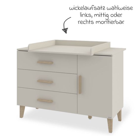 Pinolino Changing table Tami extra wide with removable changing top incl. 3 drawers & 1 door - Uni Beige