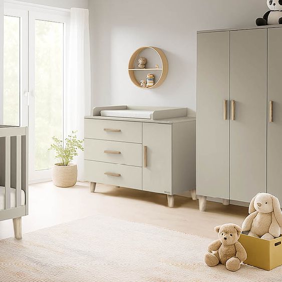 Pinolino Changing table Tami extra wide with removable changing top incl. 3 drawers & 1 door - Uni Beige