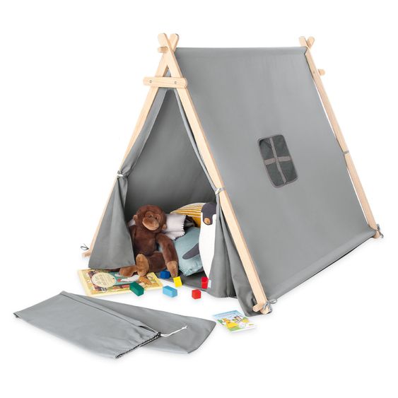 Pinolino Tenda Noah con finestra, tappetino per pavimento & borsa portaoggetti - Grigio