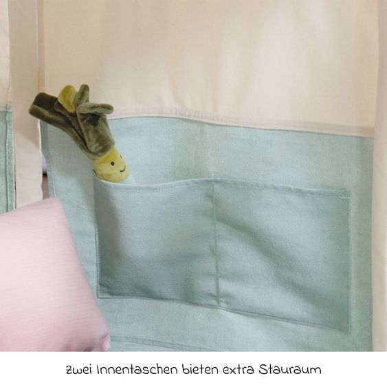 Pinolino Zelt Pavillon Yuma mit Fenster, Bodenplatte, Wimpelkette  &  Aufbewahrungsbeutel - Naturweiß / Pastellblau