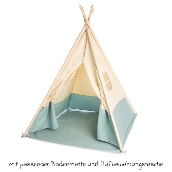 Pinolino Zelt Tipi Yuma mit Fenster, Bodenplatte, Wimpelkette  &  Aufbewahrungsbeutel - Natur