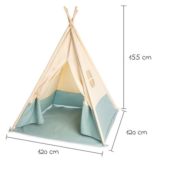 Pinolino Zelt Tipi Yuma mit Fenster, Bodenplatte, Wimpelkette  &  Aufbewahrungsbeutel - Natur