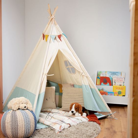 Pinolino Zelt Tipi Yuma mit Fenster, Bodenplatte, Wimpelkette  &  Aufbewahrungsbeutel - Natur