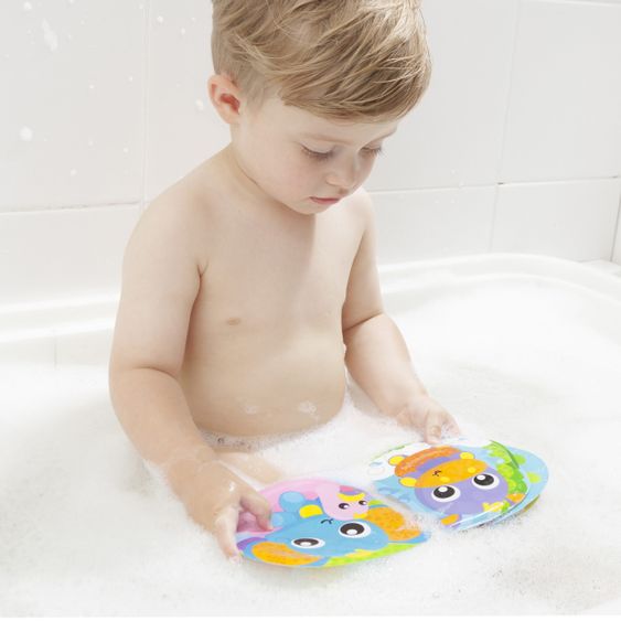 playgro 15-tlg. Geschenkset Badespielzeug mit 8 Stapelbechern, 6 Badetieren & 1 Badebuch